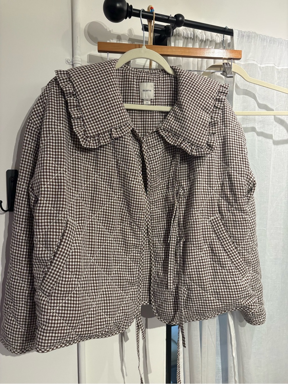 Maeve Brown Gingham Quilted Jacket